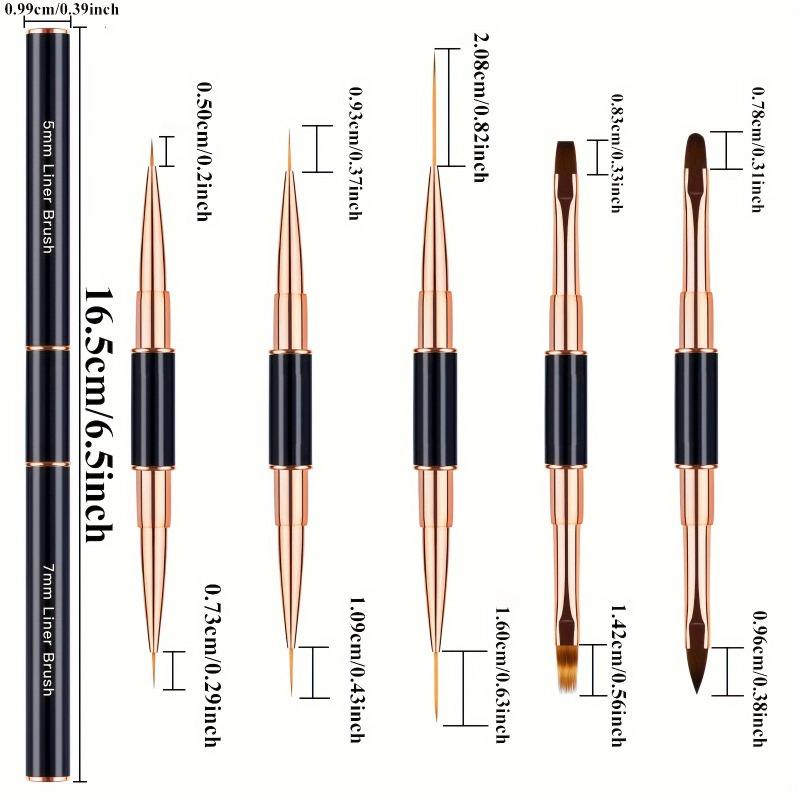 5pcs Dual Single End Nails Brushes Nail Art Liner Pen Brushes Design Professional Manicure Tools for Striping Drawing Painting
