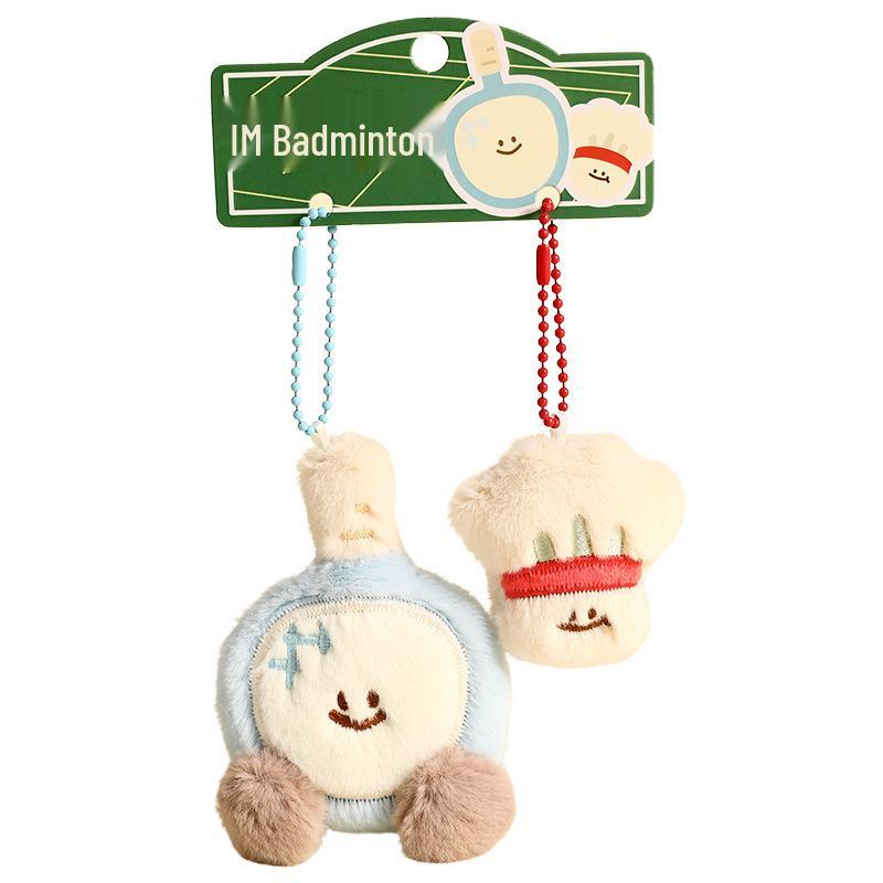 Graceful Cartoon Badminton Plush Keychain Pendant - Creative Bag and Car Ornament