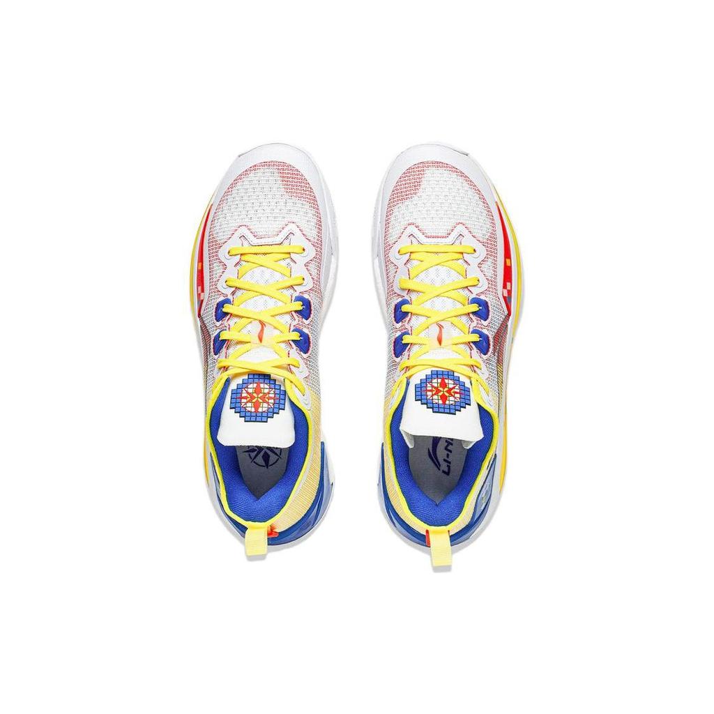 Li Ning Liren 3 V2 Pixel Slip Resistant Abrasion Resistant Low top Basketball Shoes Unisex Yellow Red Blue ABAT057-9
