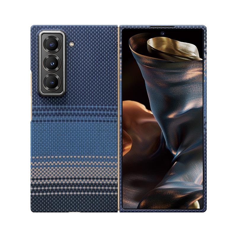 Applicable To Samsung W25 Real Kevlar Mobile Phone Case W25 High-end Business Aramid Fiber Anti-drop Magnetic Protective Cover