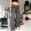 Damen High Waist Cargo-Hose Lockerer Schnitt Kordelzug Mehrere Taschen Gerades Bein Lässige Hose