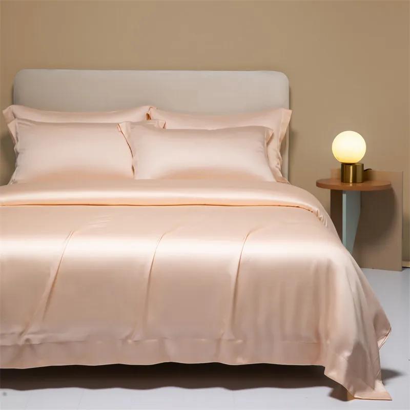 High-End 120S Natural Fabric Bedding Sets Summer Cooling Ice Silk Fitted Sheet Set Skin Friendly Comfortable Bedclothes For Home