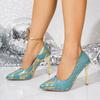 Snake-patterned fashionable pointed-toe high-heeled women's  new style shallow-mouth European-style formal dress single shoes