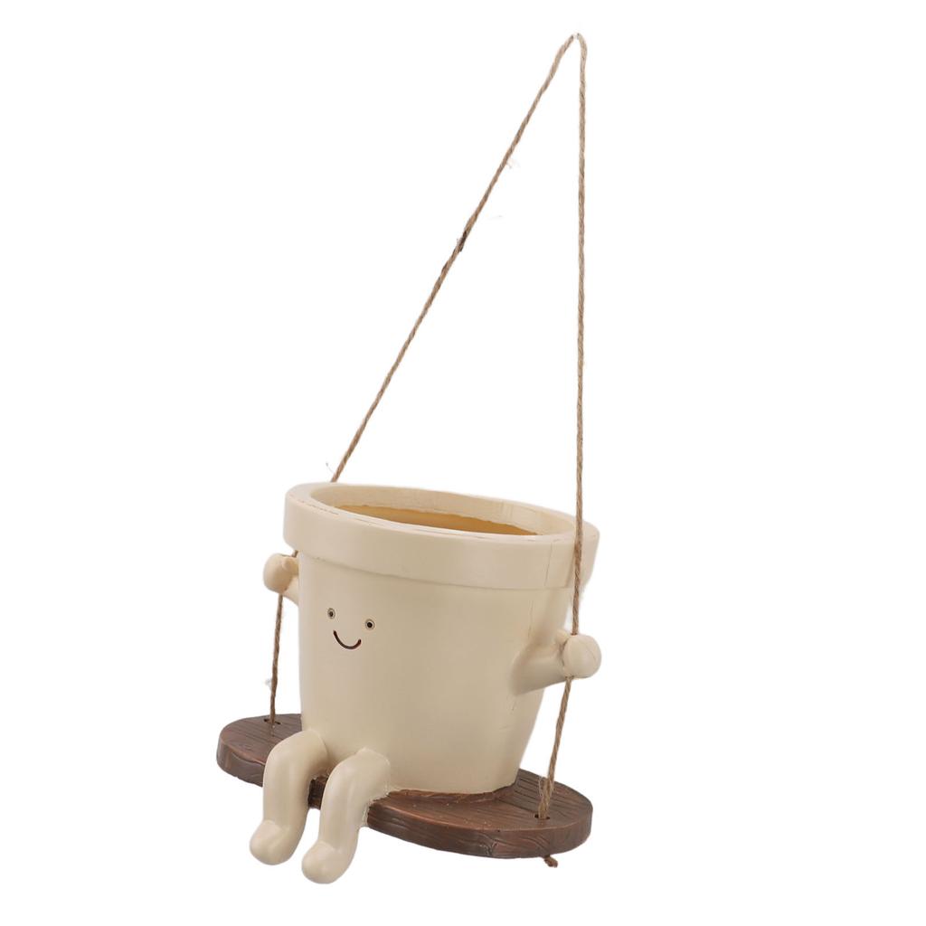 Swing Face Planter Pot Resin Cute Decorative Hanging Face Plant Pot Flower Pot for Indoor Outdoor
