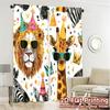 2pcs   2D FLAT PRINTING Curtains (Without Rod) Safari Party(1) Chic Curtain Cloth Versatile Fabric Curtains Holiday Use for