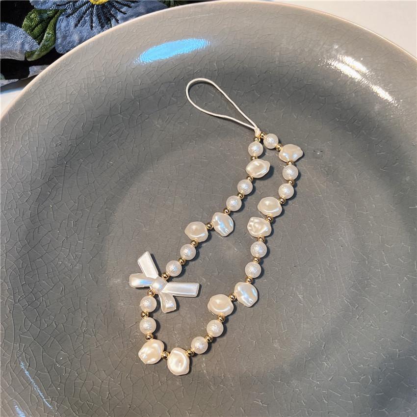 Bracelet de perles d'amour pour femmes, petit nœud en cristal frais, fleurs, amour, chaîne de téléphone portable, anti-chute, accessoires de coque de téléphone portable, DIY