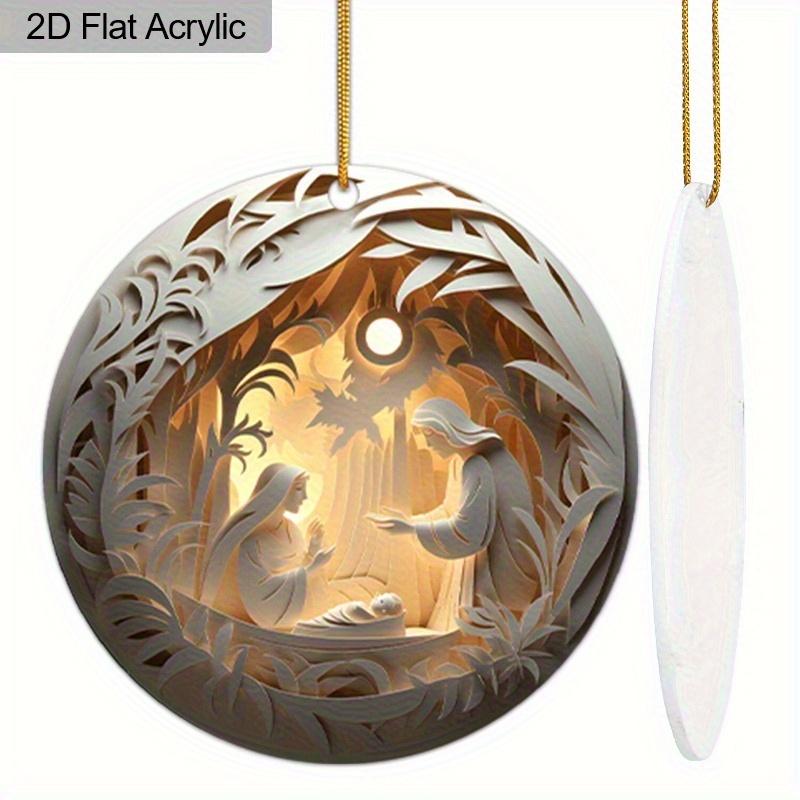 2D Flat "Nativity Scene" Round Acrylic Decoration Sign, Christmas Gift, Suitable for Wall Decoration, Porch, Room, Villa, Accents Home, Hallway, or Wo