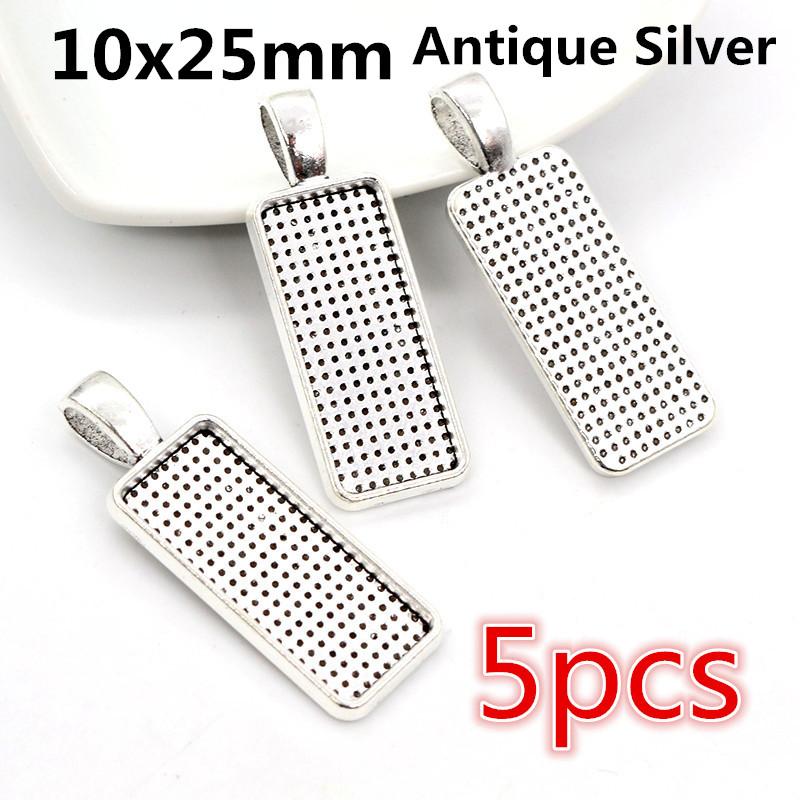 Hot Sales 10X25/10x50/25x50mm Cameo Rectangle Bezels Blank Pendant Cabochon Base Setting For Jewelry Making Accessories Supplies