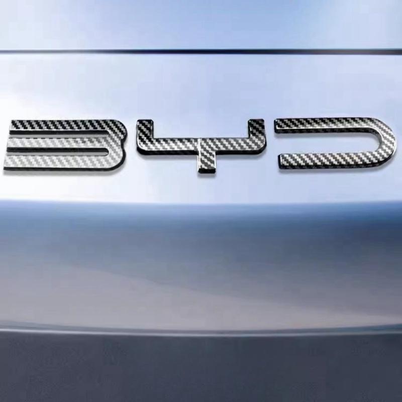 ABS Chrom Auto Front Stoßstange Emblem Abzeichen Aufkleber Schwarzes Carbon Logo Refit Aufkleber Für BYD SEAl EV DMi 2023 2024 2025 Zubehör