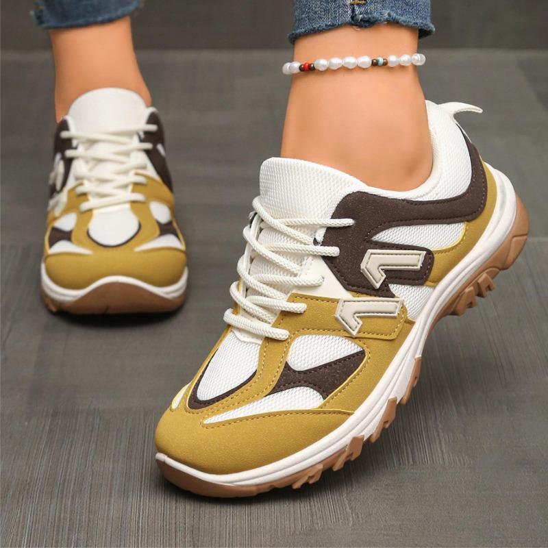 Color matching running shoes women's large size autumn new lace-up platform casual and comfortable sports shoes