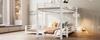 Letto a castello in metallo a L 90x200 sopra 140x200, Bianco