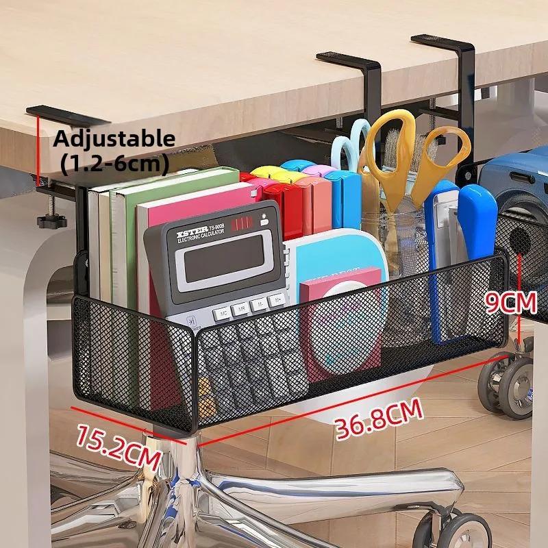 Подвесная корзина для хранения под столом без сверления стойка для хранения роутера железная подвесная корзина для офиса и общежития 9860₽