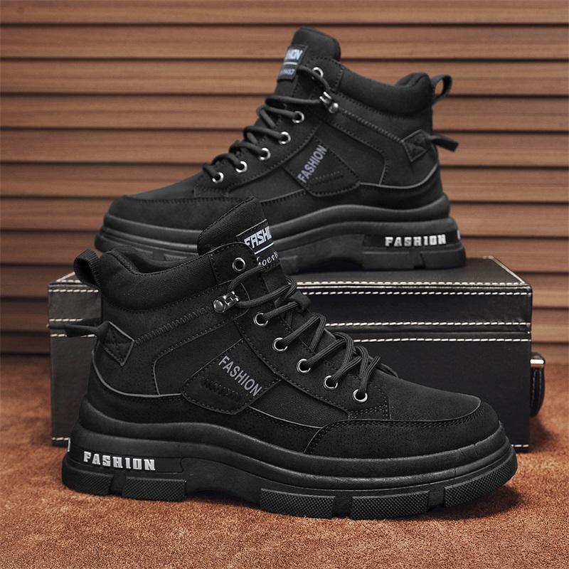 New Fashion Autumn And Winter Men's High Top Martin Boots Students Male Boys Trending Soft Sole Work Shoes Labor Protection Martin Sneakers