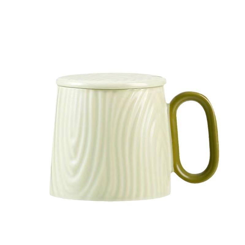 

Простая маленькая кружка для кофе с крышкой и ложкой, рифленая керамическая кружка для воды, сувенир для офиса 320ML