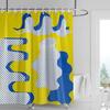 Ins Style Bathroom Soft Cloth Shower Curtain Abstract Geometric Pattern Design Waterproof Bathroom Door Curtain Decoration