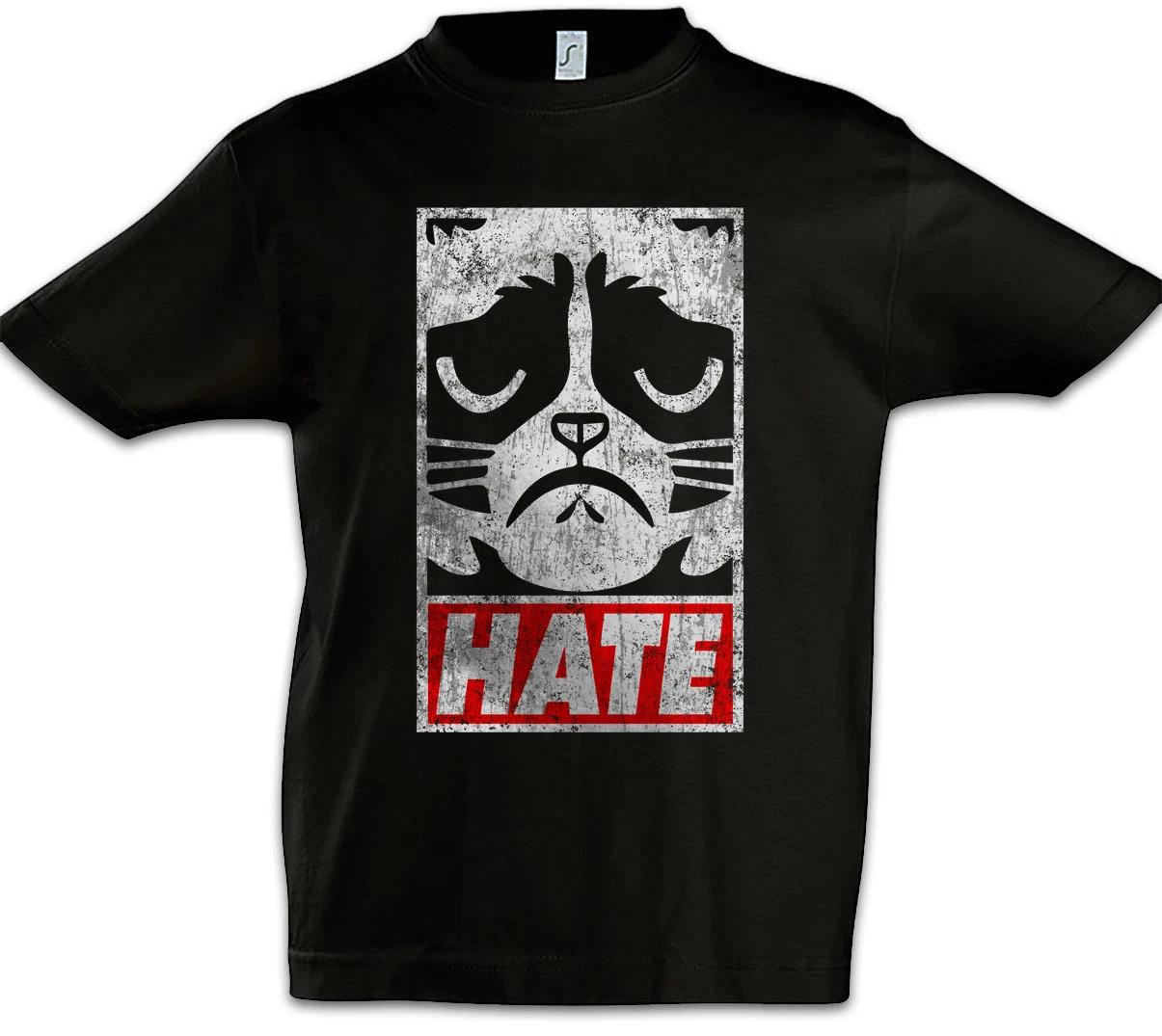 Grumpy Hate Kids Boys T-Shirt Cat Cats Love addicted Addiction Fun Nerd Gamer 100