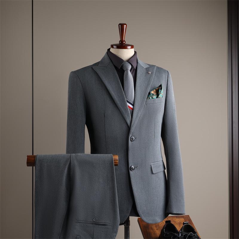 Premium British Two-Button Men's Three-Piece Suit: Solid Color, Western Style, Formal Business Wear