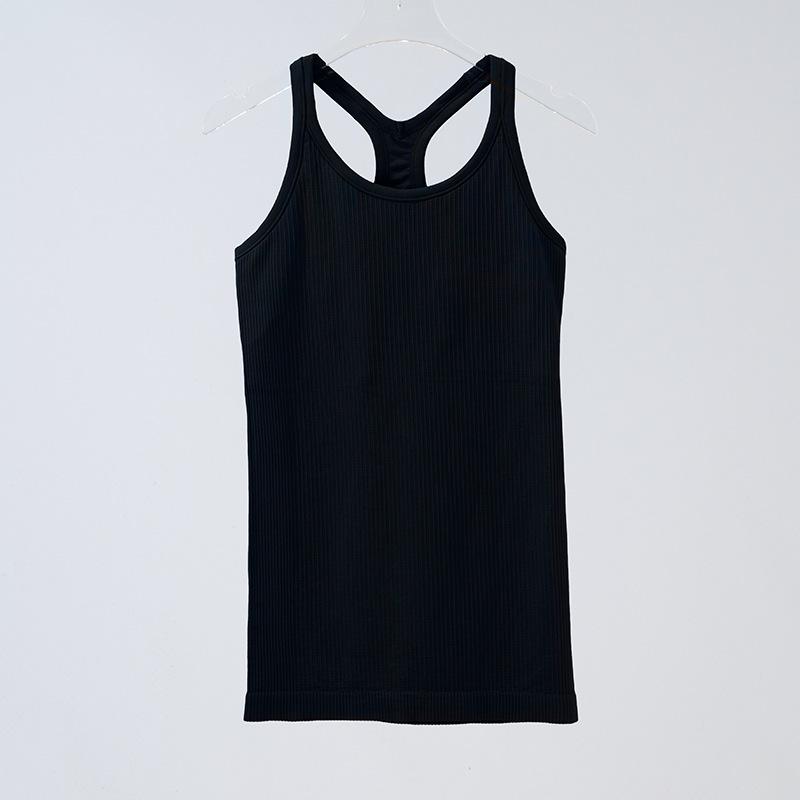 Dámská bezešvá žebrovaná pletená vesta na jógu s I-tvarovanými zády - úzké, vysoce elastické sportovní oblečení