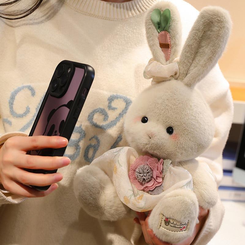 Cute Plaid Dress Cartoon Rabbit Plush Toy For Children