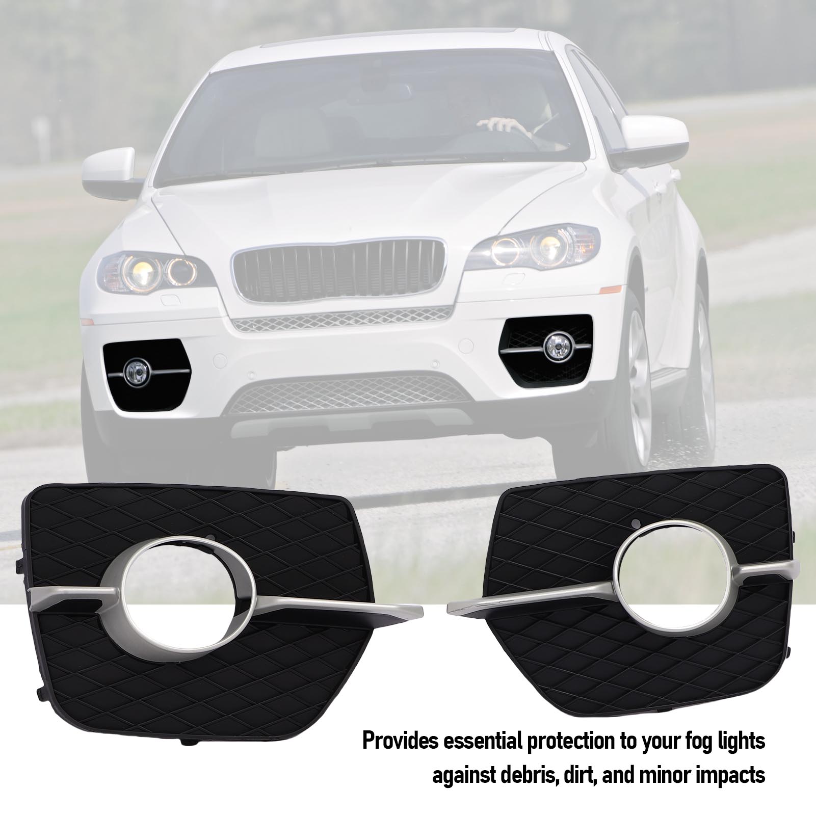 

Car Fog Light Bezel Trim Fog Lamp Grill Trim Scratch Proof Long Lasting 51117188383 for X6 E71 E72 2008-2014 for Cars чёрный