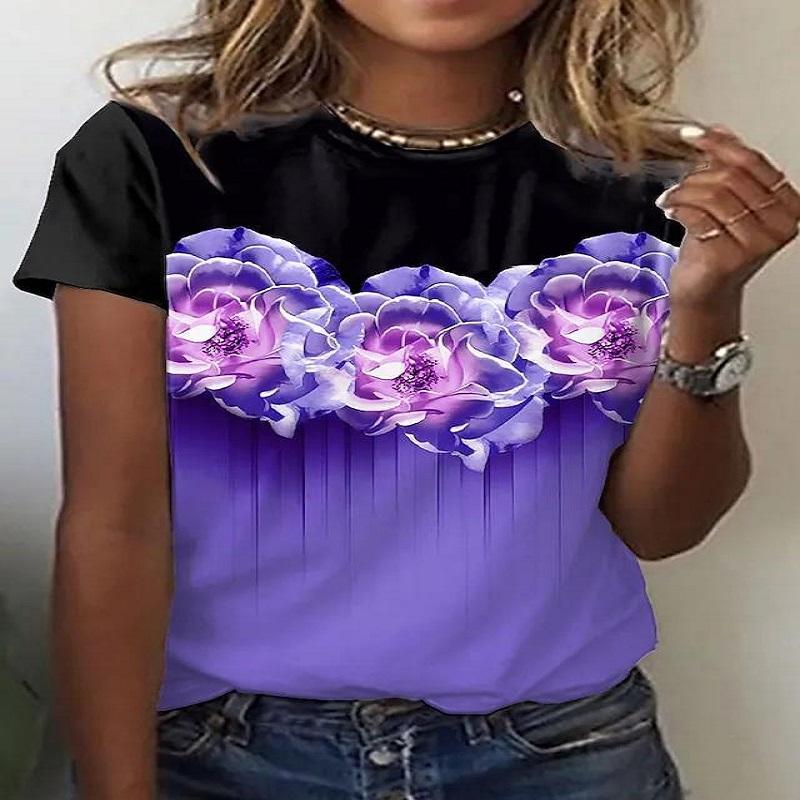 Flower Rose 3D Printed T-shirt 2XS