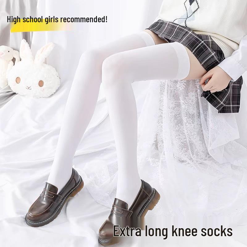 Extra dlouhé černé protiskluzové sametové podkolenky nad koleno s mikro-tlakem