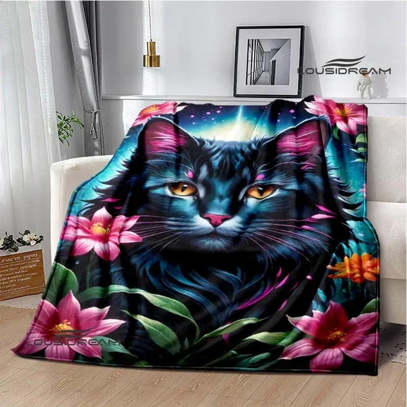 3D Cute Cat Printed Blanket Flannel Warm Blankets Soft and Comfortable Blanket Bed Linings Cubre Cama Birthday Gift