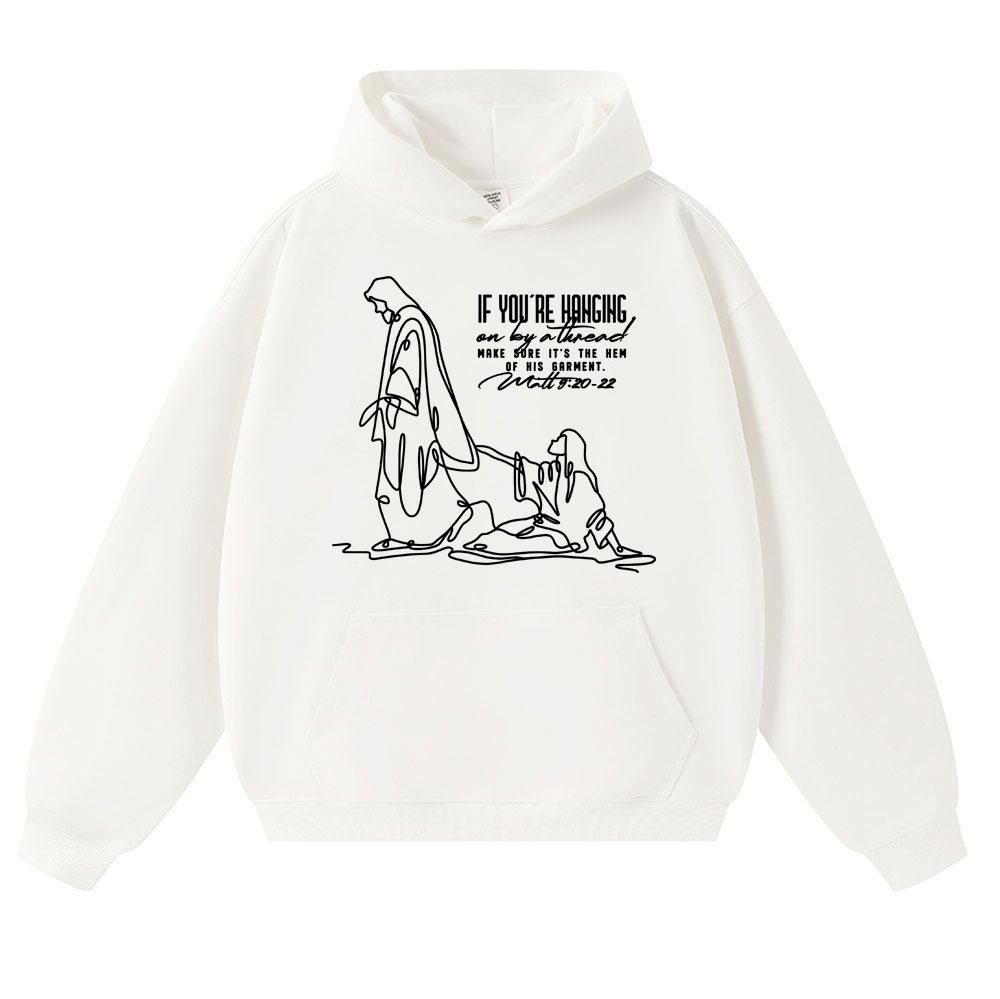 Funny Women with The Issue Touches Jesus Meme Hoodies Unisex Christian Religious Sweatshirts Loose Fleece Casual Pullovers