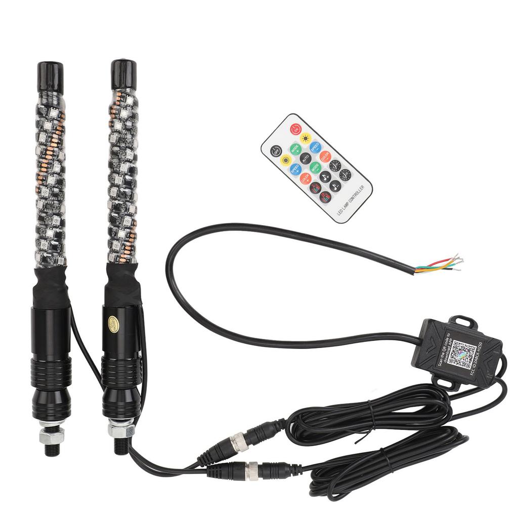 1ft LED Whip Light 20 Colors Waterproof Overload Protection Remote Control Flagpole Antenna Whips