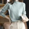 Half High Neck Fashionable Versatile Knitted Sweater for Women, Autumn and Winter Short Style Pullover, Solid Color Loose Sweater Base