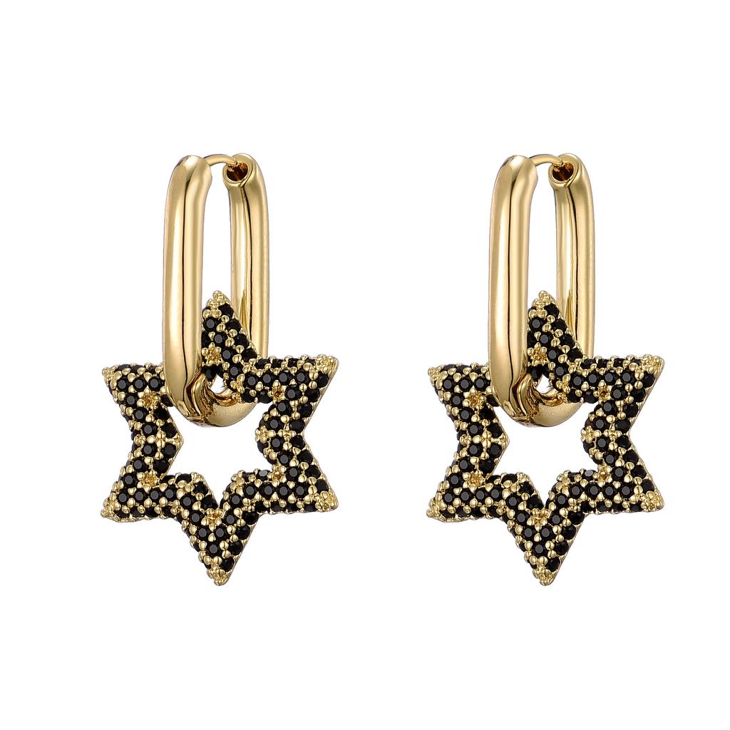 High Quality Zirconia Hoop Earrings for Women Elegant Star Copper Dangle Earrings Female Wedding Party Jewelry Couple Gift