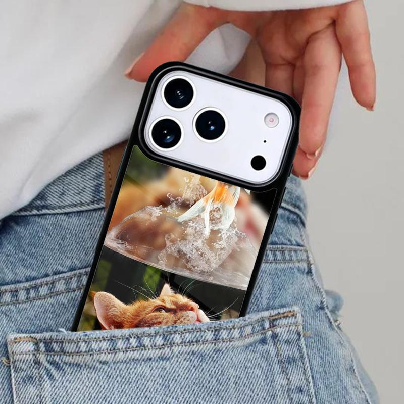 Cat And Goldfish Phone Case for iPhone 16e 15 14 13 12 17 Pro Max Plus Air 17pro Cover Coque