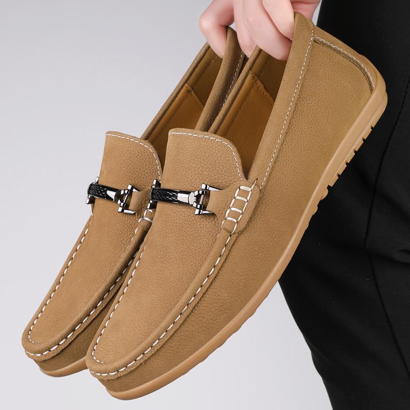 Fashion New British Style Metal Buckle Men's Loafers Handmade Footwear Leisure Walk Genuine Leather Comfortable Driving Large Size Shoes