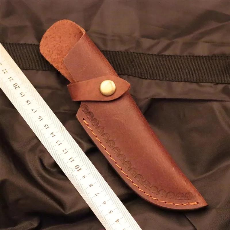 1pc Cow Leather Knife Sheath Scabbard Outdoor Straight Knife Holster Carrying Case Belt Loop Case Protective Cover Parts