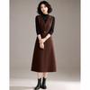 Women's Semi-High Neck Top & Sequin Vest Dress Two-Piece Set with Belt