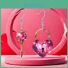 Heart Shaped Sweet Lock And Key Design Acrylic Women Pink Jewelry Earrings