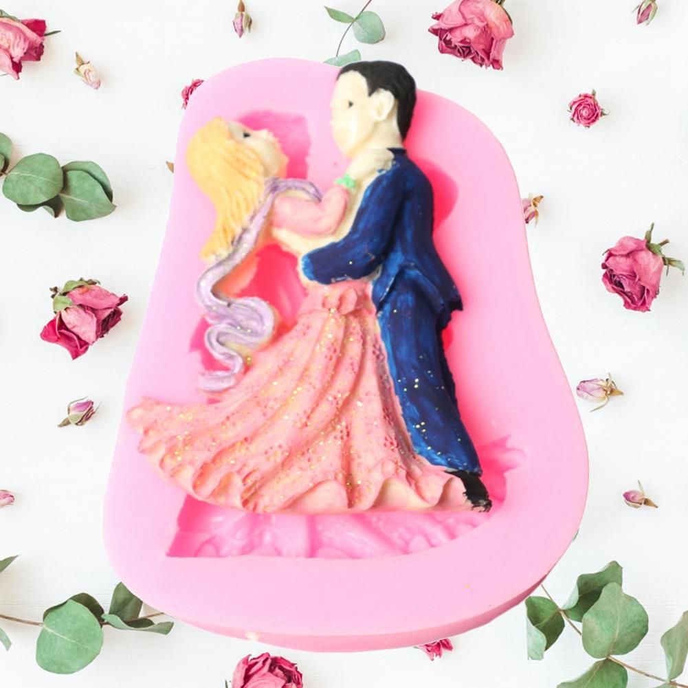 Silicone Cake Mold Bride Bridegroom Pattern Pudding Desserts Baking DIY Mold Soap Making Tool