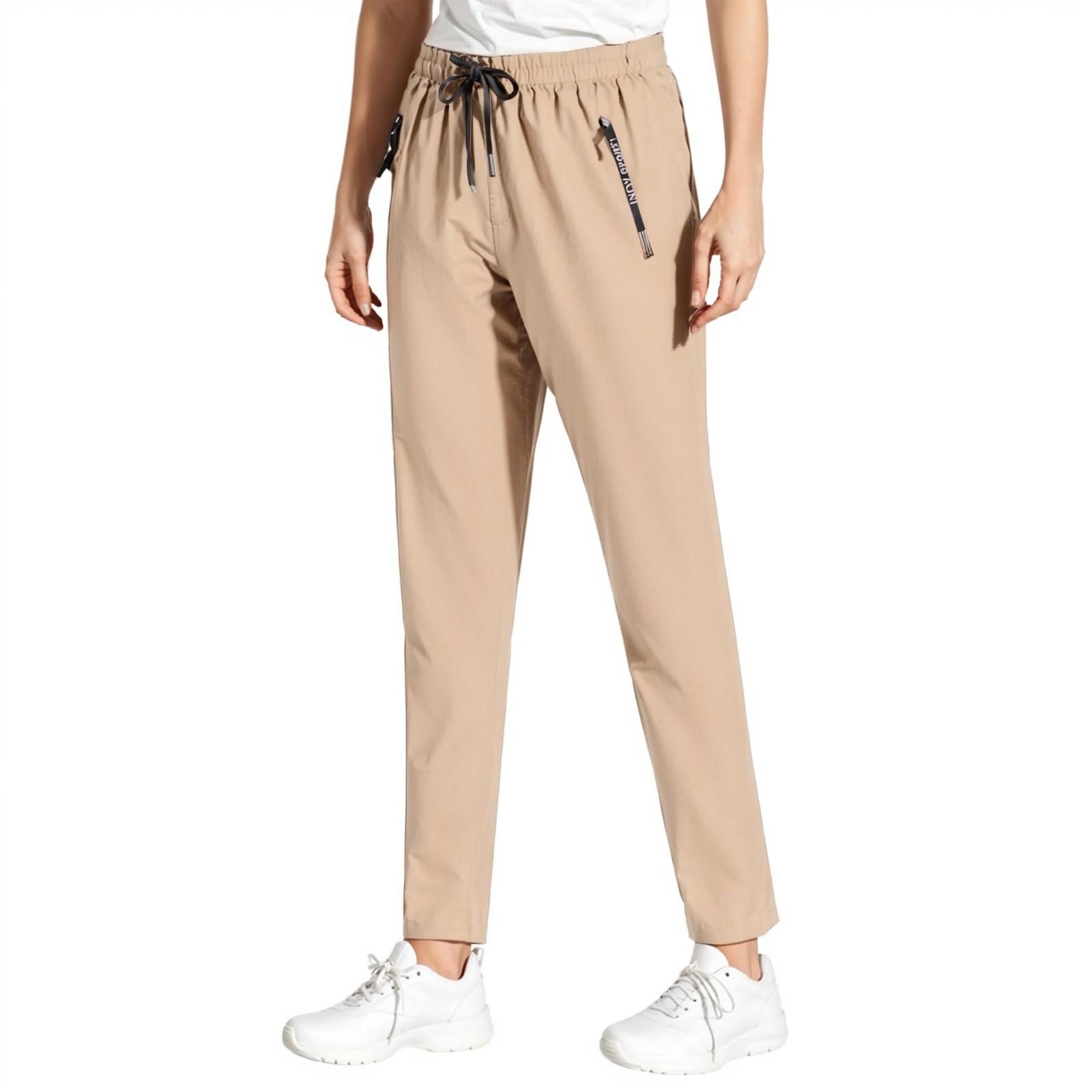 

Women s Pants Stralght Pants With Pockets Lightweight Caual Loose Trousers M бежевий