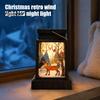 Warm LED Lantern Retro Christmas Night Light, Hand Painted Miniature Fairy Tale for Cozy Living Room Light Holiday Home Decor, Plastic Decorative Lamp