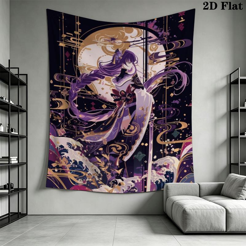 Genshin Impact Wall Tapestry Aesthetic Wall Hanging Printed Fabric Blanket Decorative Tapestries for Bedroom Living Room Home Decor