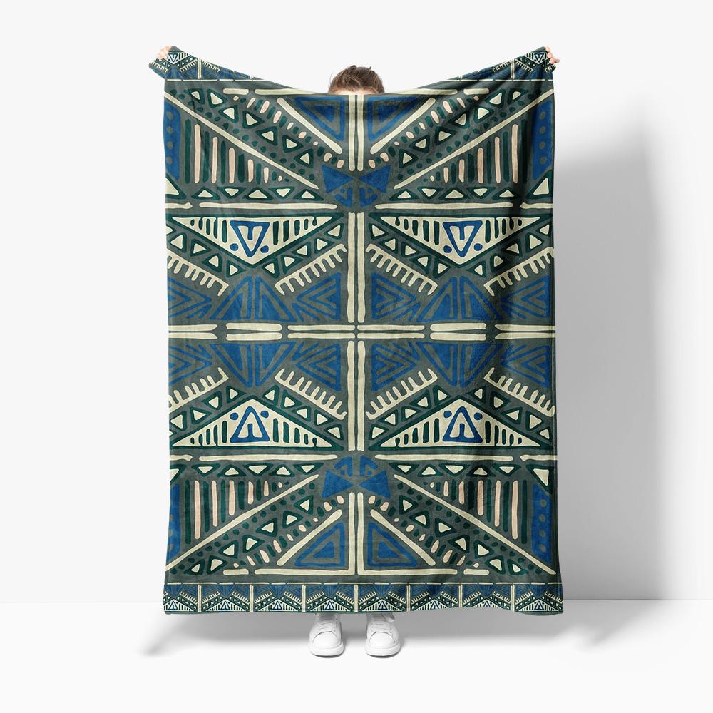 

Bohemian Tribal Kilim Style Geometric Blue White Throw Blanket Sofa Bed Cover Decorative Cushion 130x180cm 75x100cm