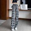 Damen Übergröße Karierte Eisseide Weitbeinige Hose - Schlankmachend, Leicht, Sommer 2025 Freizeit-Hose