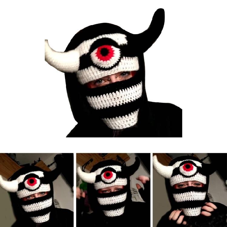 Halloween Cosplay Horn Balaclava Hats Balaclava Winter Knitted Hats Headgear