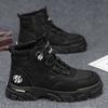 Autumn and winter new leather swivel buckle shoes outdoor non-slip thick-soled high-top casual shoes