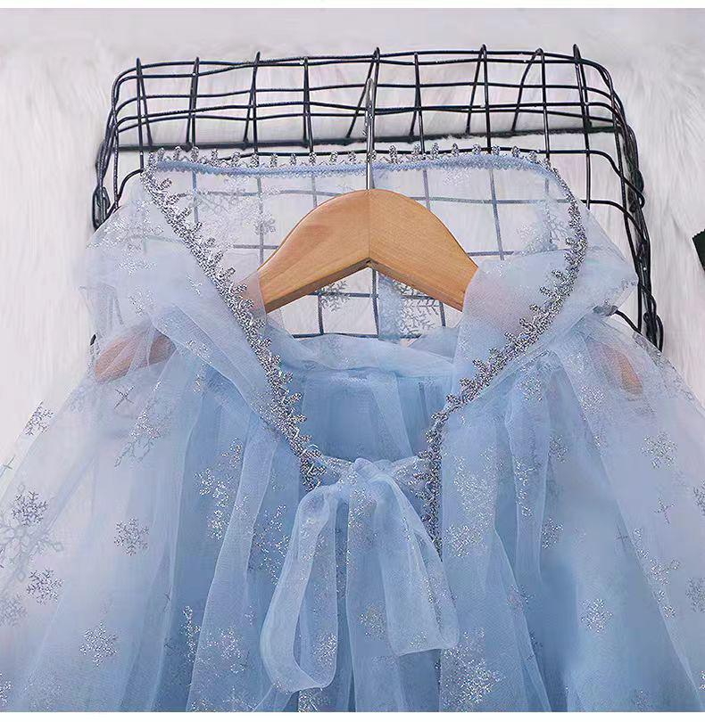 Frozen 2025 Princess Mesh Cape for Girls: Halloween Shawl for Little Ladies