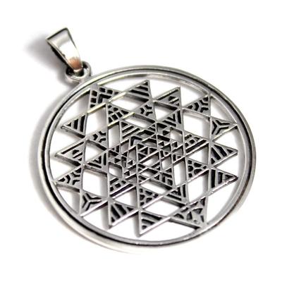 Yantra, Indian Hinduism, Amulet, Divine Geometry, Pendant, Silver Accessory