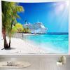 Cruise Ship Tapestry Caribbean Sea Palm Tree Coral Beach Tapestry Wall Hanging  Large Tropical Island Summer Holiday Tapestries