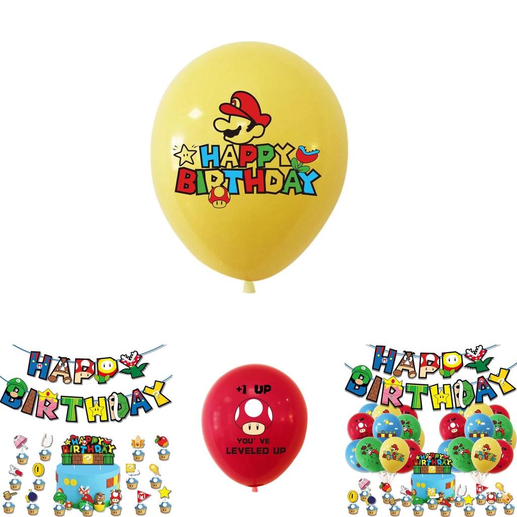 Super Mario Party Geburtstagsdekorationen mit Ballons und Zugfahne