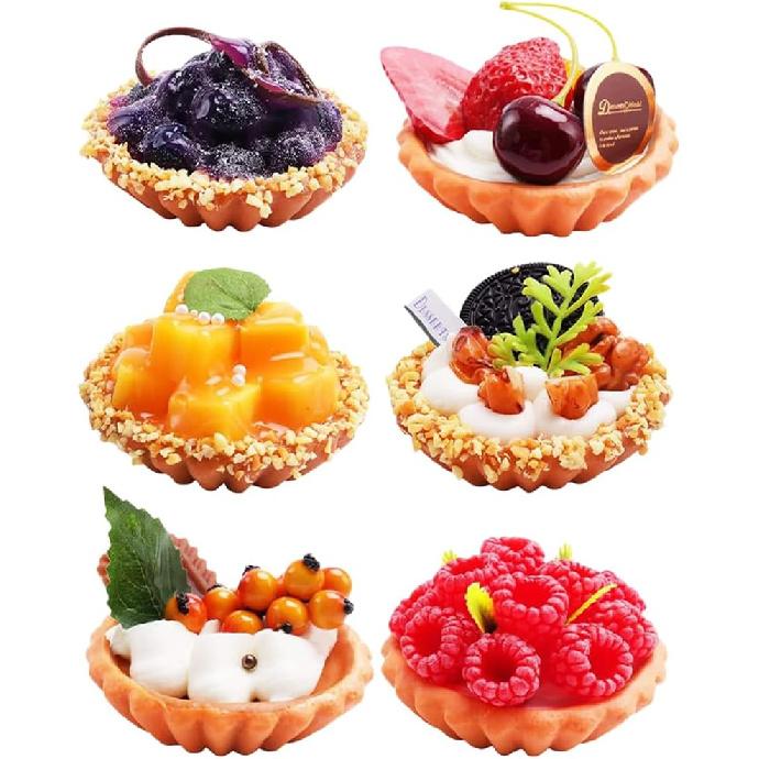 Hemoton 6Pcs Artificial Cake Set, Fake Simulation Realistic Food, Imitation Faux Fruit Cake Dessert, for Kitchen Party Decoration Display Props Model