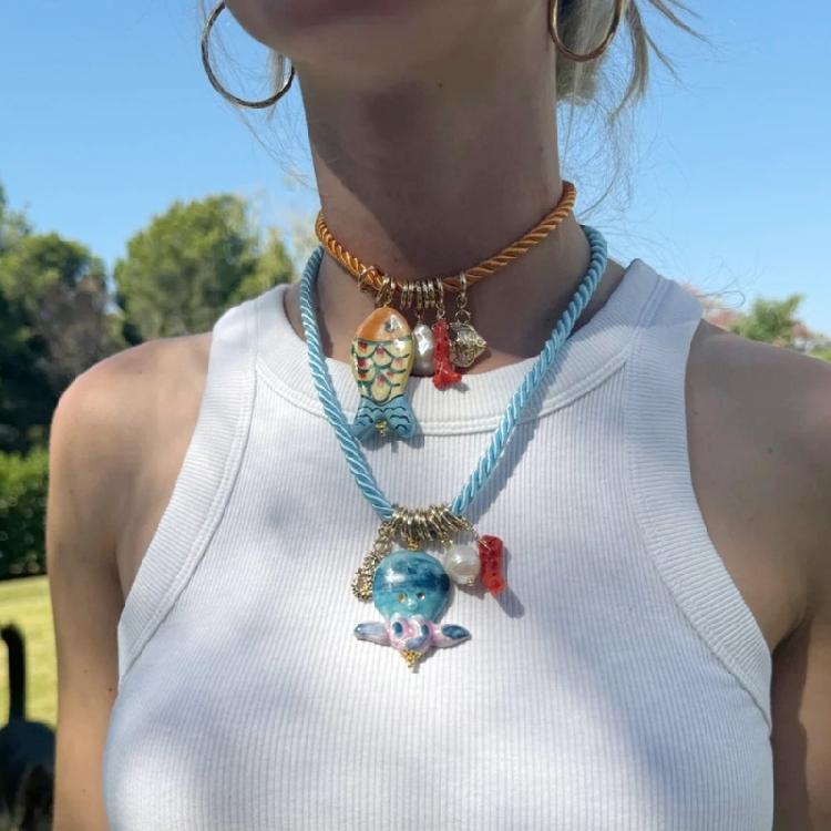 Versatile Oceanics Resin Pendant Necklace Adjustable Chain Designs Ideal for Swimwears and Holiday Accessories